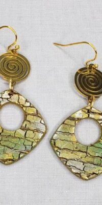 SMDM2-Metallic Crackle Earrings